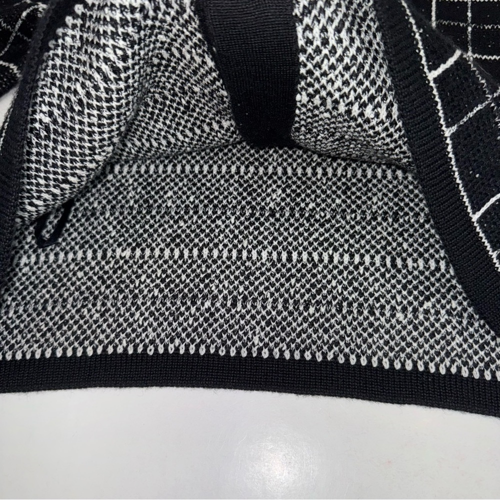 Coldwater Creek Collared Cardigan Windowpane Black size M - Picture 9 of 12